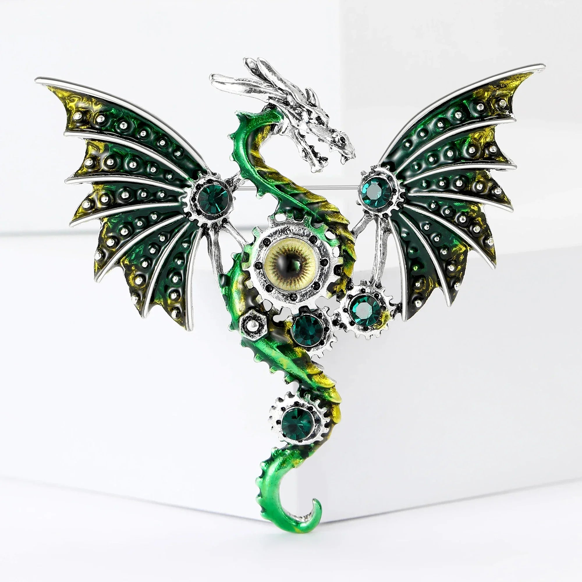 Enamel Mechanical Dragon Pins – Unisex Rhinestone Brooches for Party, Backpack & Clothing Accessories - Image 9