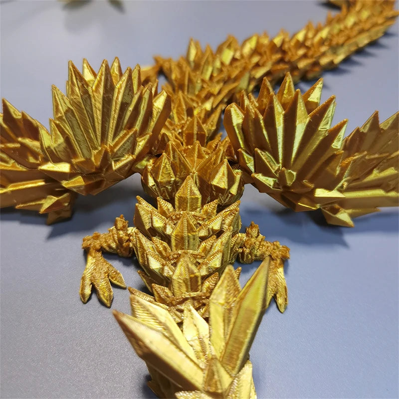 1 PC 3D Printed Crystal Flying Dragon – Winged Joint Movable Divine Dragon Ornament (20cm/45cm) - Image 3