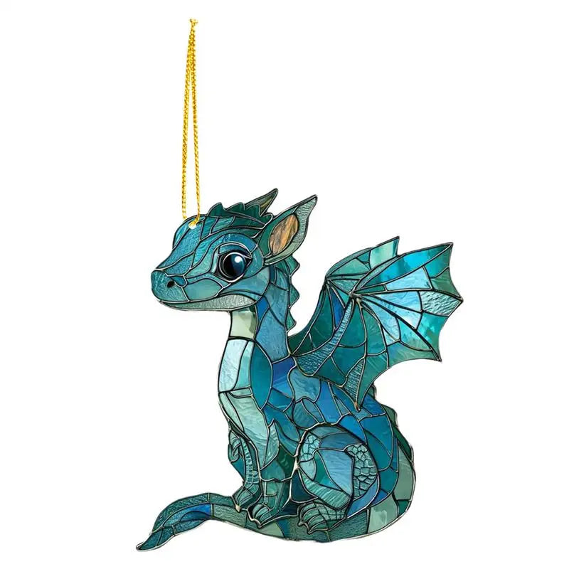 Fantasy Dragon Sun Catcher – Stained Acrylic Pendant for Windows & Car Interior Décor - Image 2