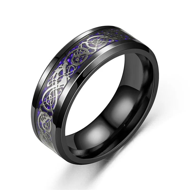 Classic 8mm Black Tungsten Celtic Dragon Ring - Image 11