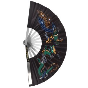 Dragon and Phoenix Peony Fan