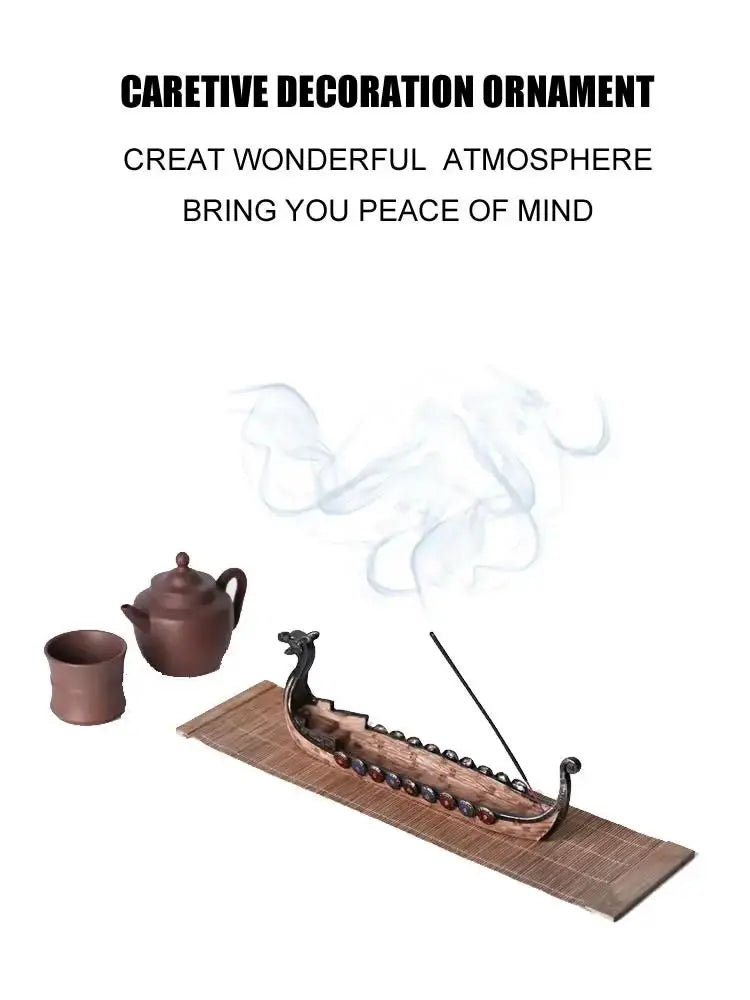 Creative Chinese Traditional Dragon Boat Statue Incense Holder – Resin Decoration Ornament for Home & Office - Image 6