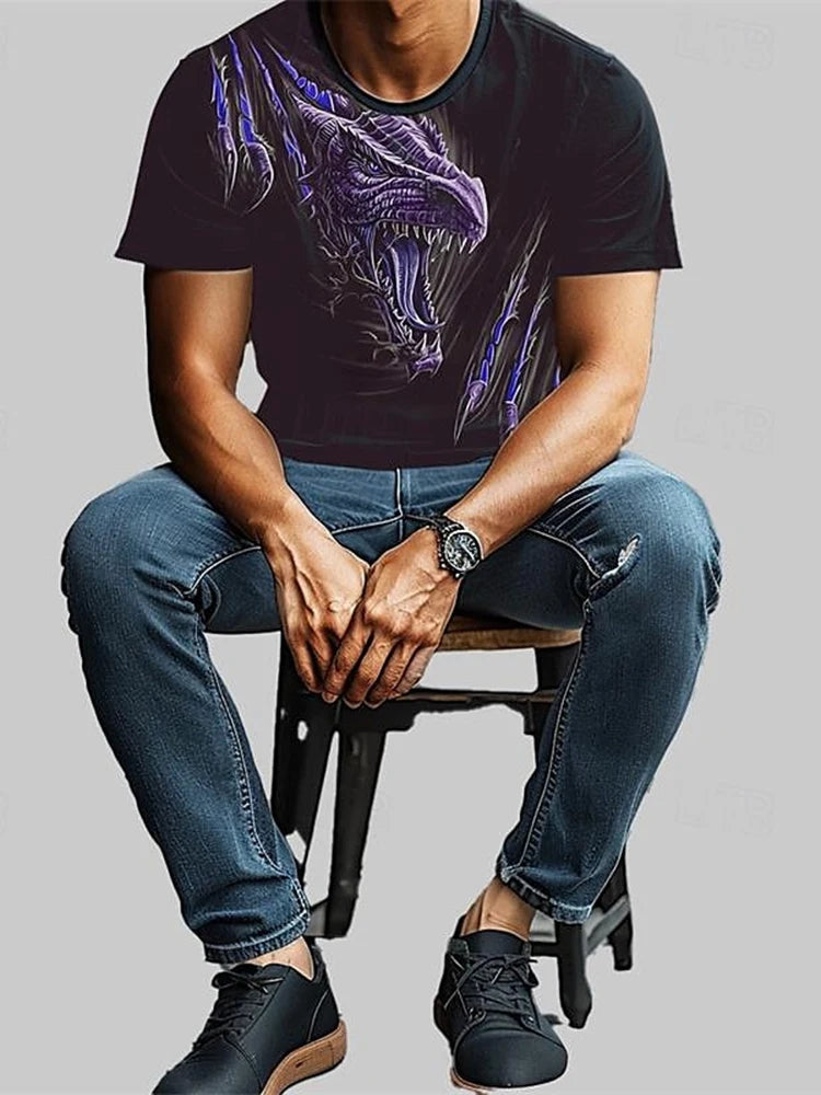 3D Dragon Print Men’s T-Shirt - Image 17