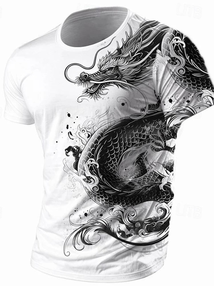 3D Dragon Print Men’s T-Shirt