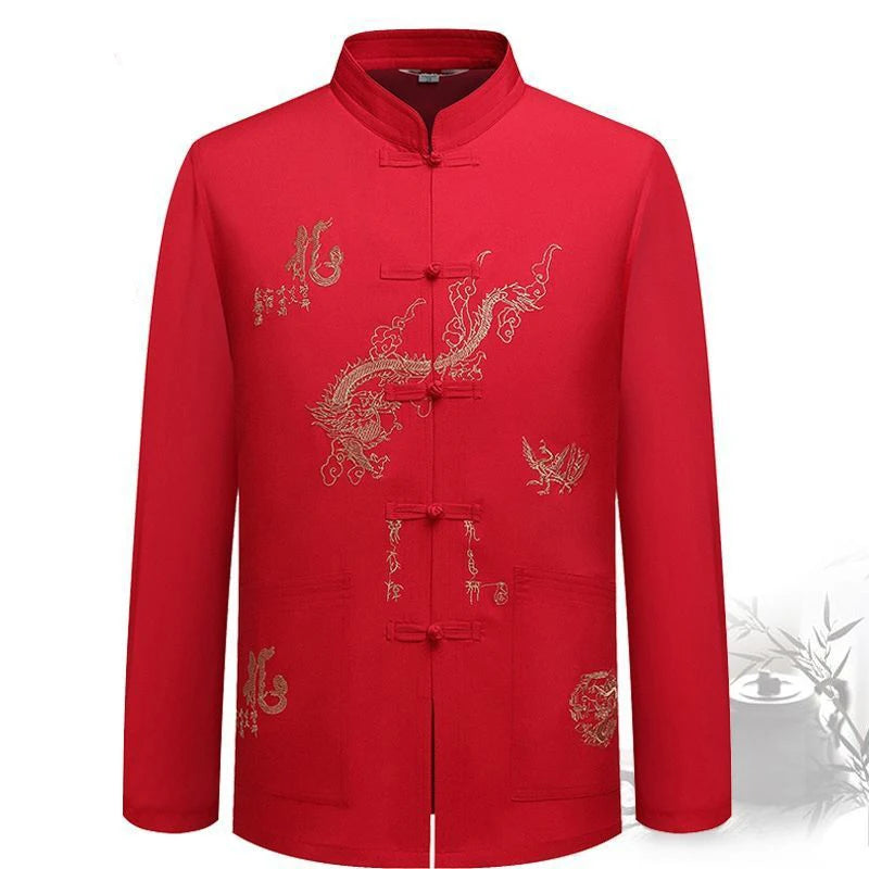 Chinese Traditional Tang Clothing – Mandarin Collar Kung Fu Wing Chun Shirt with Dragon Embroidery (Short Sleeve) M-XXXL - Image 22