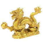 1Pc Good Lucky Golden Dragon Chinese Zodiac Statue – Gold Dragon Desktop Figurine