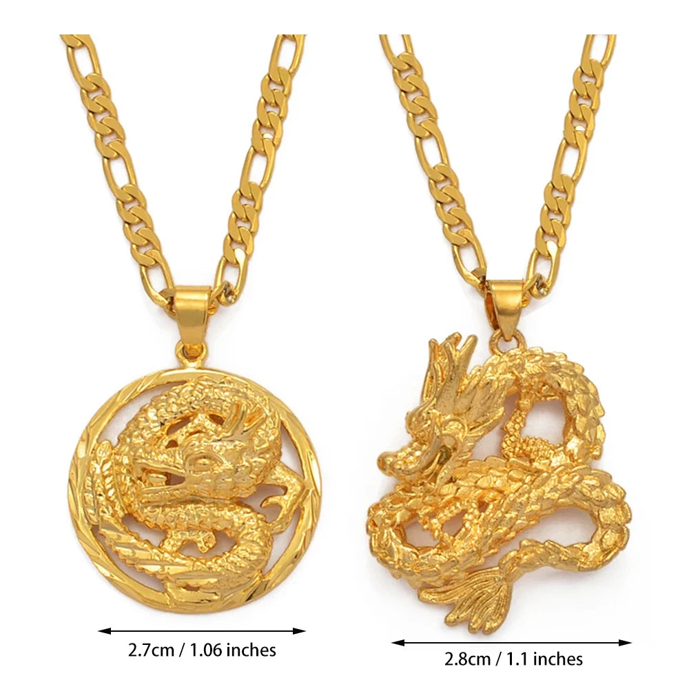 Anniyo Gold-Plated Dragon Pendant Necklace - Image 3