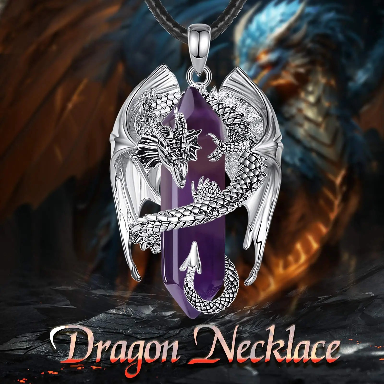 Eudora Dragon-Wrapped Amethyst Necklace - Image 5