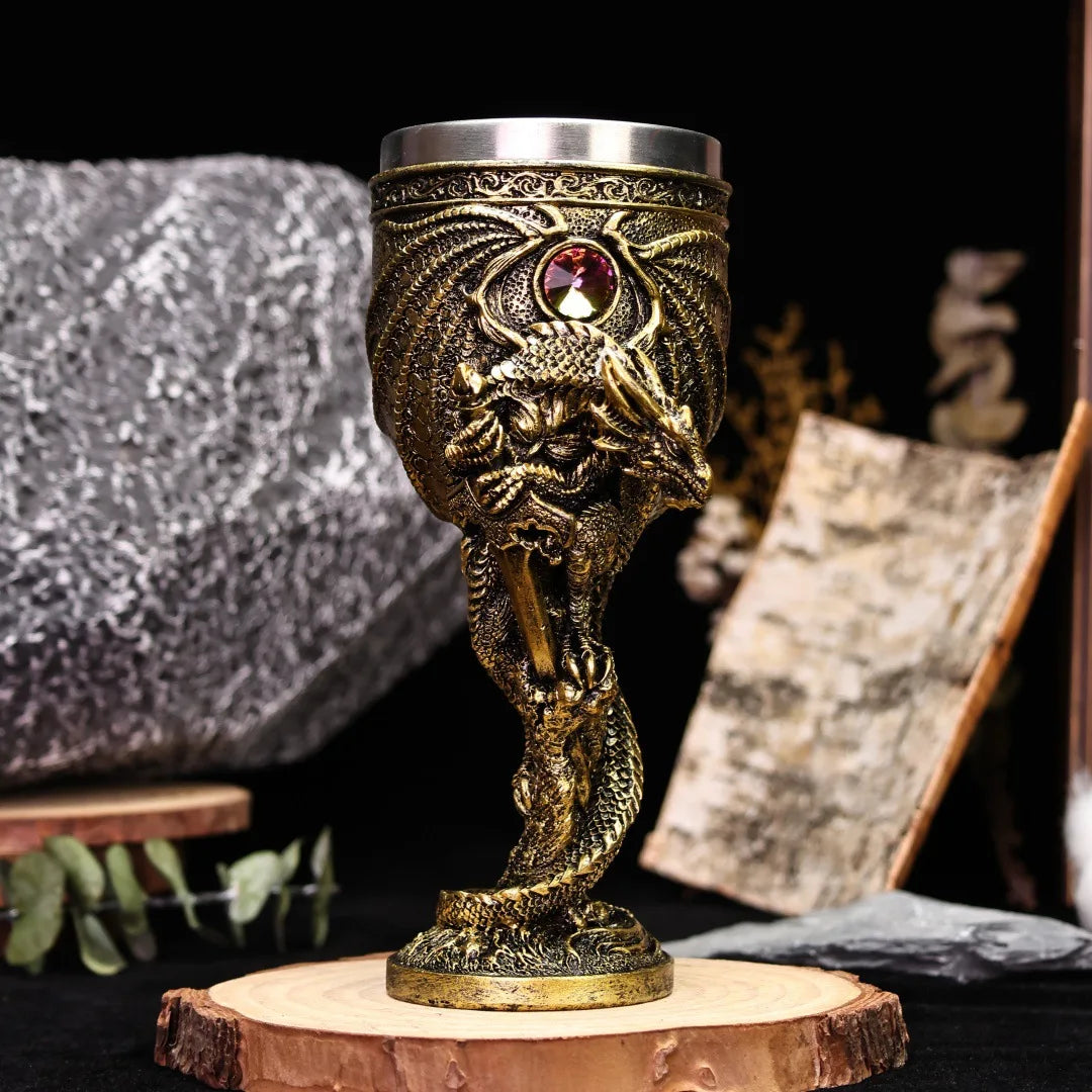 Dragon Wine Glass with Silver Sword