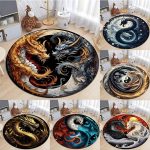 Fashion Dragon Round Carpet – Stylish Area Rug for Living Room, Bedroom & Chair Floor Mat