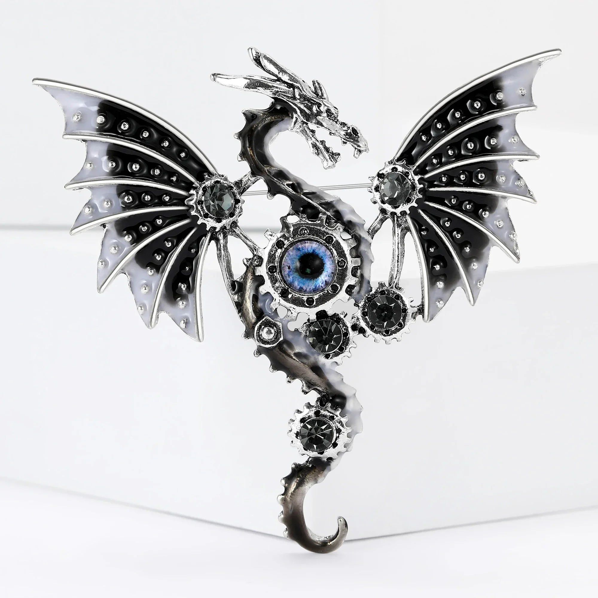 Enamel Mechanical Dragon Pins – Unisex Rhinestone Brooches for Party, Backpack & Clothing Accessories - Image 7