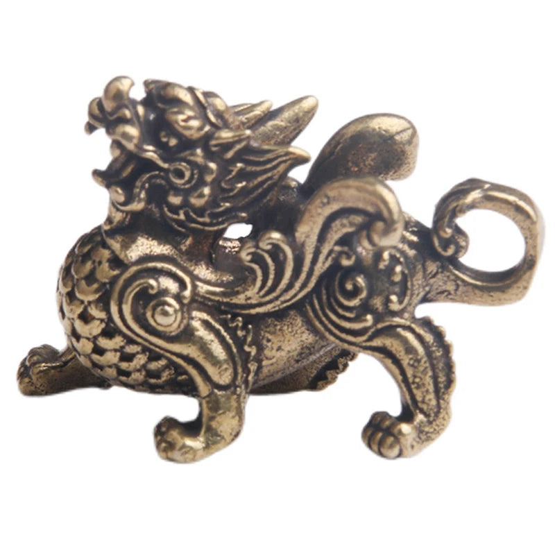 Chinese Feng Shui Brass Qilin Statue - Image 4