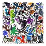50PCS Dragon Series Cartoon Waterproof Stickers – Retro Vinyl Stickers for Skateboards, Snowboards & More
