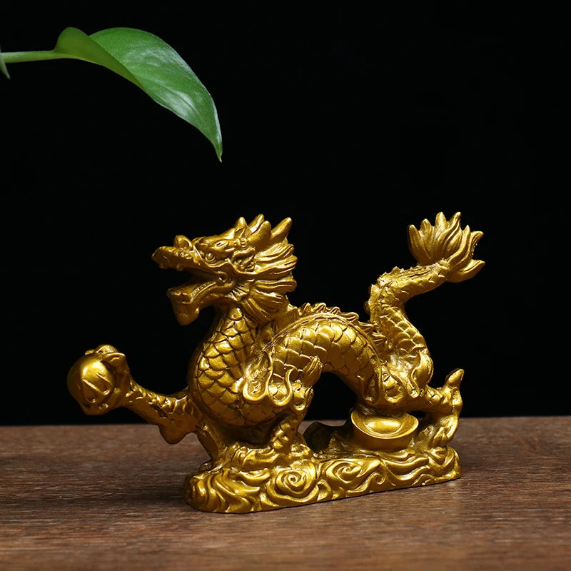 1Pc Good Lucky Golden Dragon Chinese Zodiac Statue – Gold Dragon Desktop Figurine - Image 5