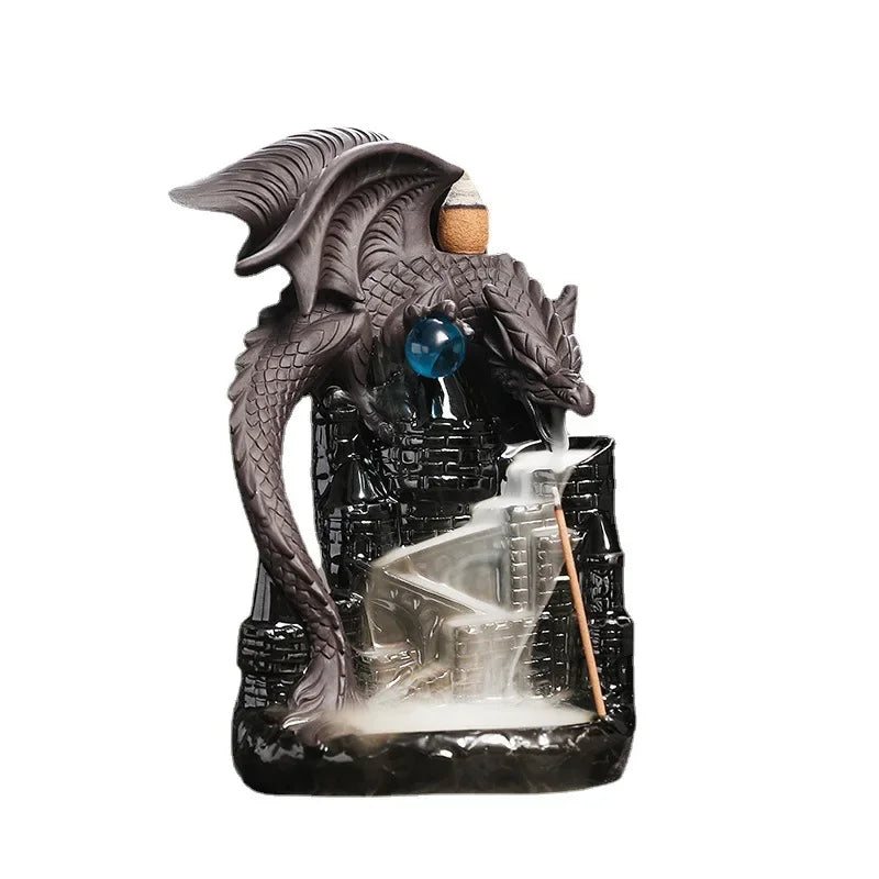 Castle Pterosaur Ceramic Handiwork – Mountain Backflow Incense Burner & Aromatherapy Censer - Image 2