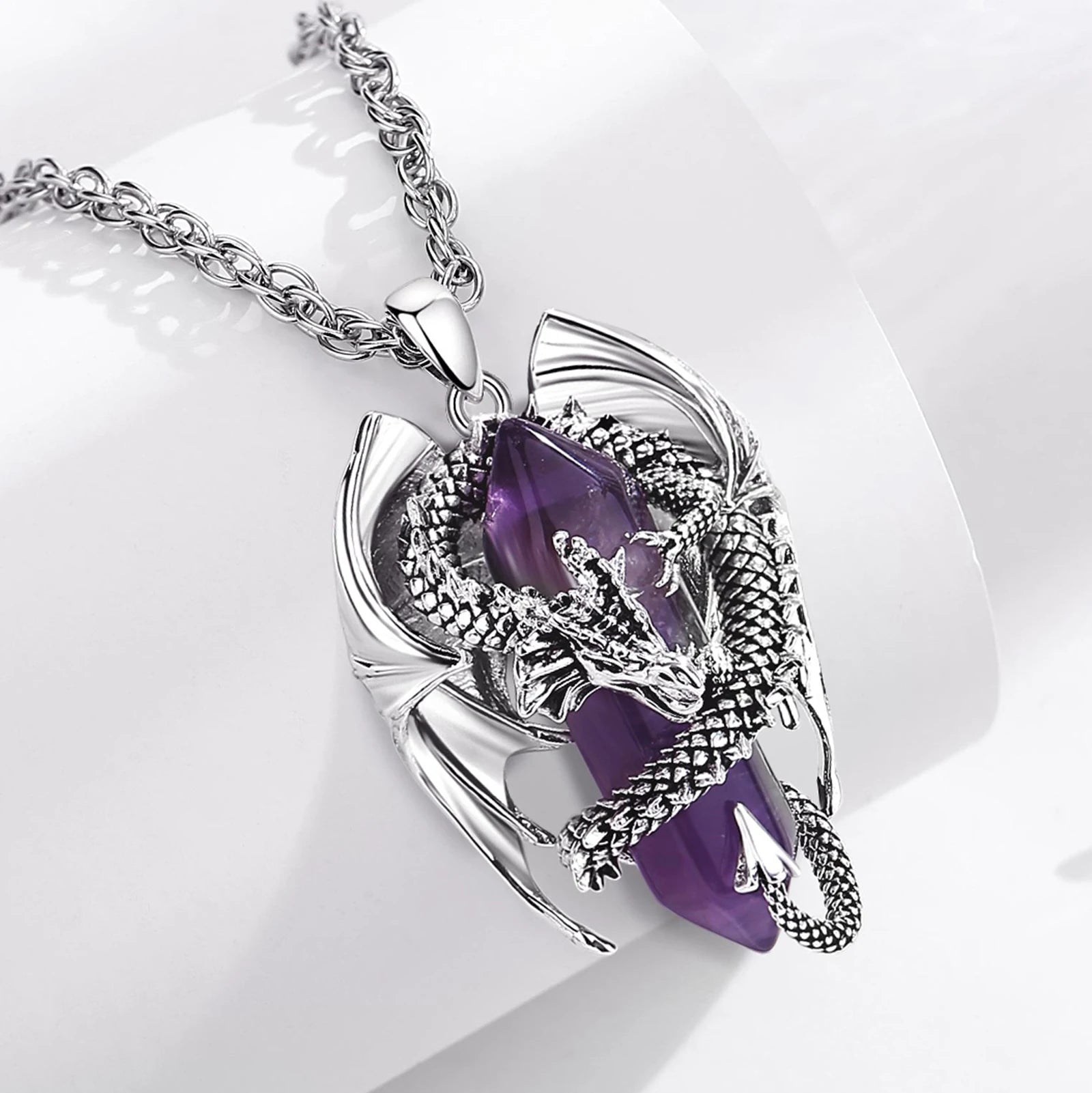 Eudora Dragon-Wrapped Amethyst Necklace - Image 3
