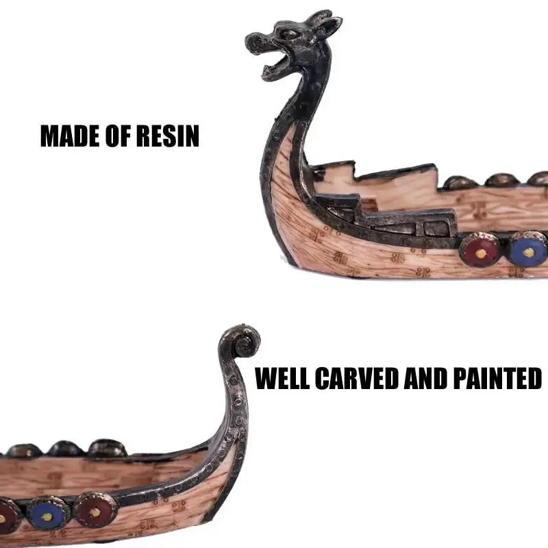 Creative Chinese Traditional Dragon Boat Statue Incense Holder – Resin Decoration Ornament for Home & Office - Image 5